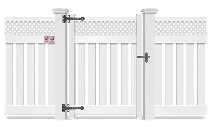 Semi-privacy decorative style vinyl fence gate