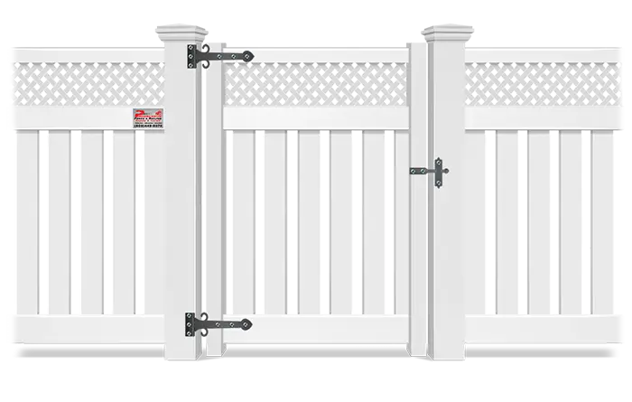 Semi-privacy decorative style vinyl fence gate