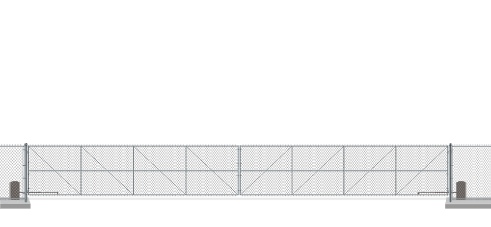 Automated chain link swing gate in closed position