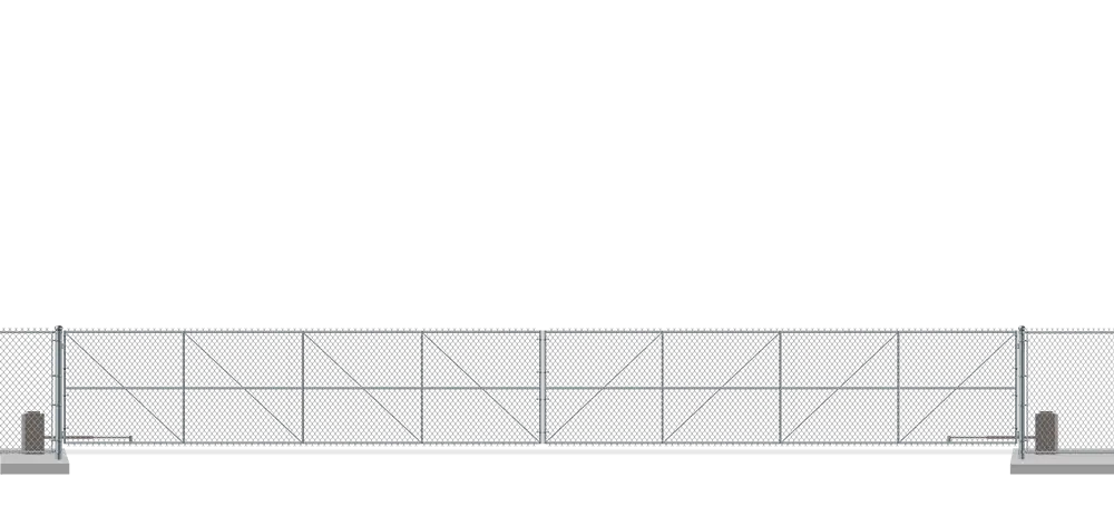 Automated chain link swing gate in closed position
