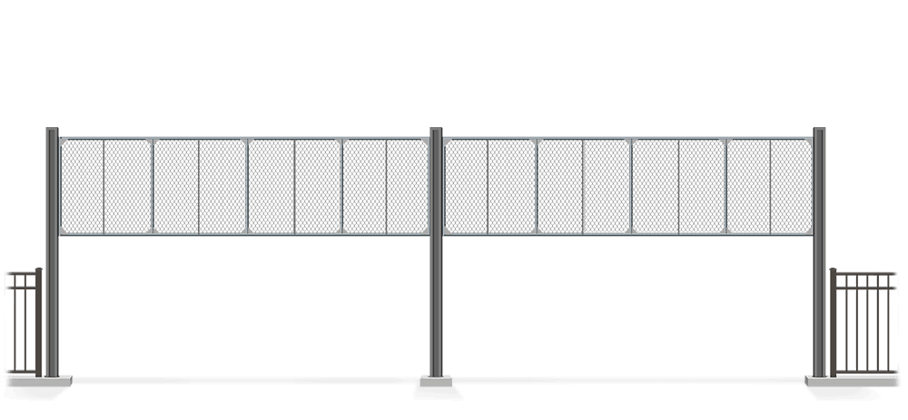 Automated chain link Vertical Lift gate in open position