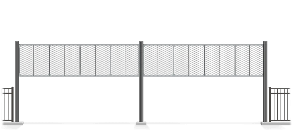 Automated chain link Vertical Lift gate in open position