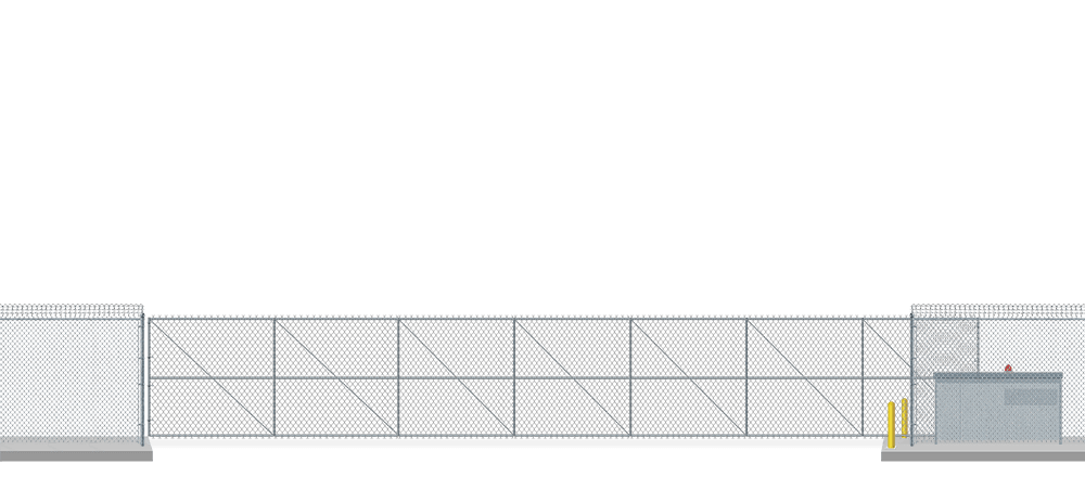 Automated chain link Vertical Pivot gate in closed position