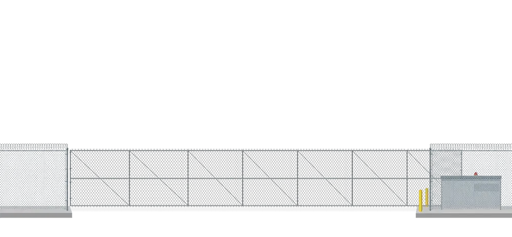 Automated chain link Vertical Pivot gate in closed position