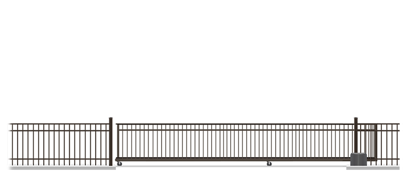 Automated Metal V-Track gate  in closed position
