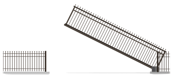 Automated Metal Vertical Pivot gate  in open position