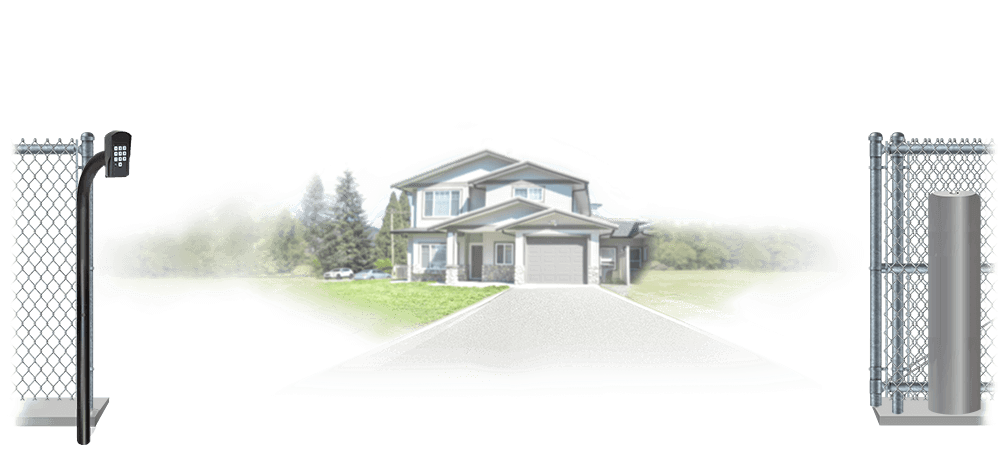 Chain Link sliding estate gate in open position