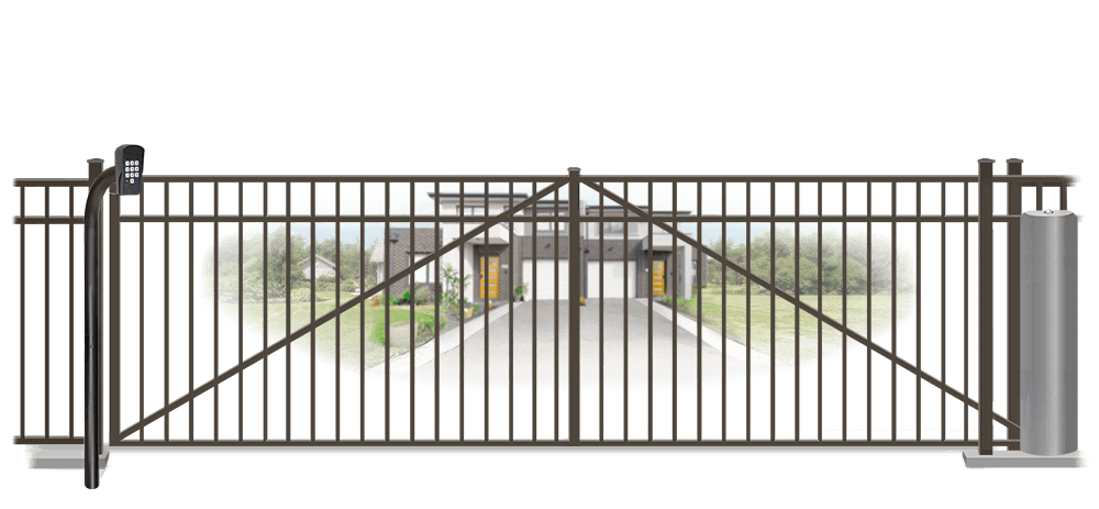 Metal sliding estate gate in closed position
