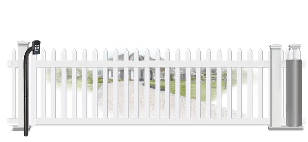 Vinyl sliding estate gate in closed position